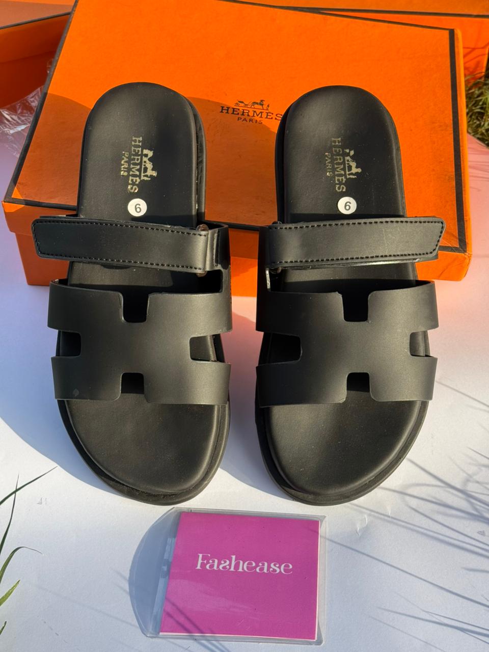 Men’s Exclusive Contour Leather Sandals Black