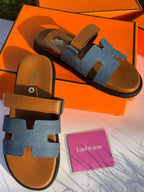 Men’s Exclusive Contour Leather Sandals Denim