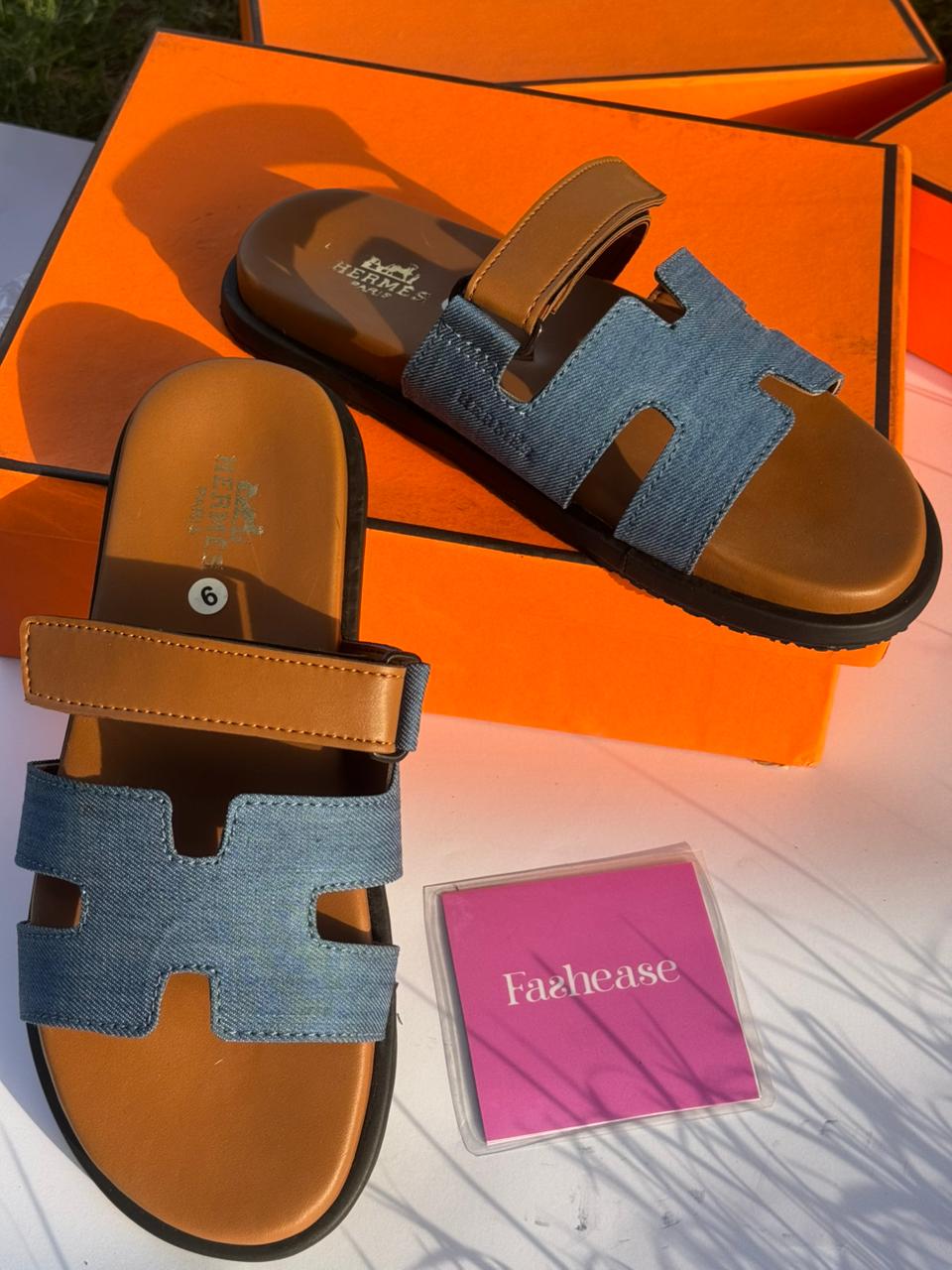 Men’s Exclusive Contour Leather Sandals Denim