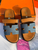 Men’s Exclusive Contour Leather Sandals Denim
