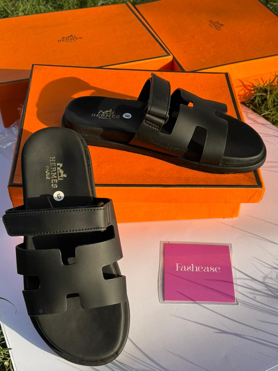 Men’s Exclusive Contour Leather Sandals Black