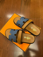 Men’s Contour Leather Sandals Denim