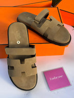 Men’s Exclusive Contour Leather Sandals Beige
