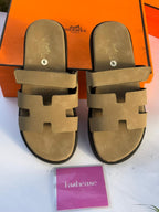 Men’s Exclusive Contour Leather Sandals Beige