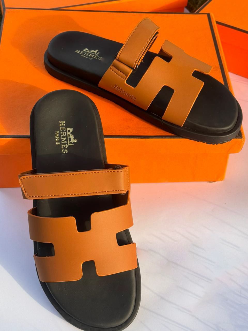 Men’s Contour Leather Sandals Brown